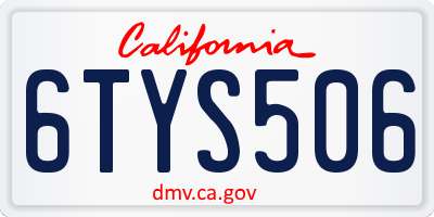 CA license plate 6TYS506