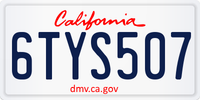 CA license plate 6TYS507
