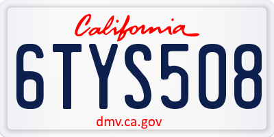 CA license plate 6TYS508