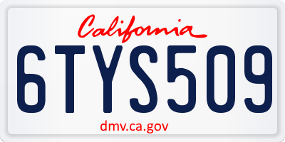 CA license plate 6TYS509