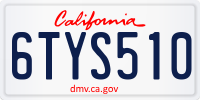 CA license plate 6TYS510