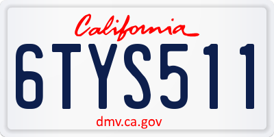 CA license plate 6TYS511