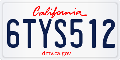 CA license plate 6TYS512