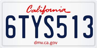 CA license plate 6TYS513