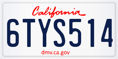 CA license plate 6TYS514