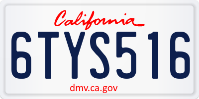 CA license plate 6TYS516