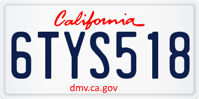 CA license plate 6TYS518