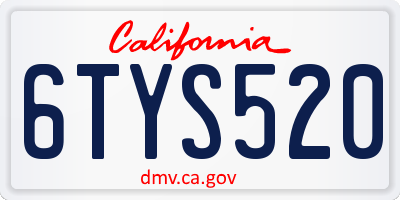 CA license plate 6TYS520