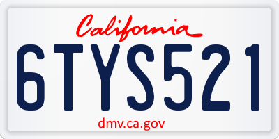 CA license plate 6TYS521
