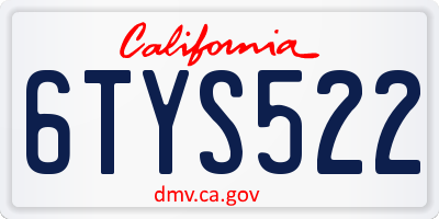 CA license plate 6TYS522