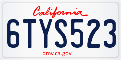 CA license plate 6TYS523