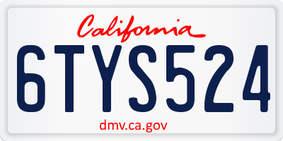 CA license plate 6TYS524