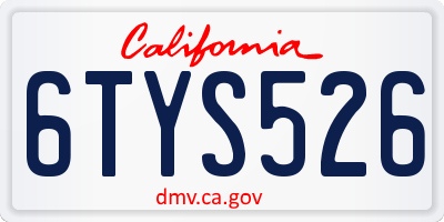 CA license plate 6TYS526