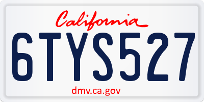 CA license plate 6TYS527