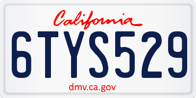 CA license plate 6TYS529