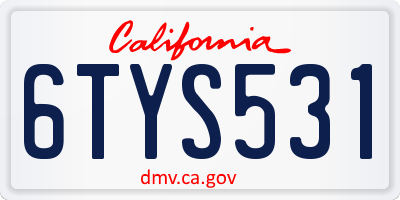 CA license plate 6TYS531