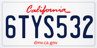 CA license plate 6TYS532