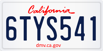 CA license plate 6TYS541