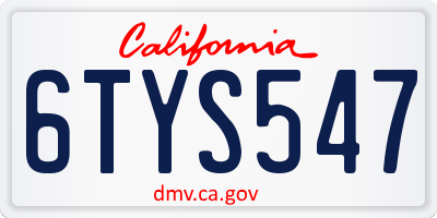 CA license plate 6TYS547