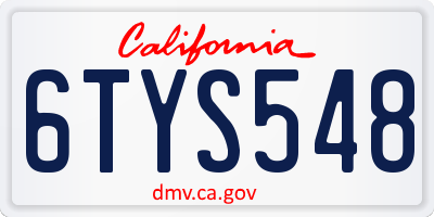 CA license plate 6TYS548