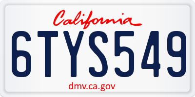 CA license plate 6TYS549