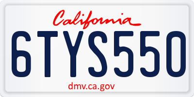 CA license plate 6TYS550