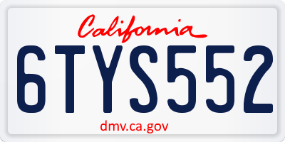 CA license plate 6TYS552