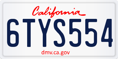 CA license plate 6TYS554