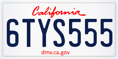 CA license plate 6TYS555