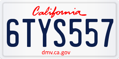 CA license plate 6TYS557