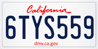 CA license plate 6TYS559