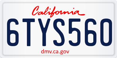 CA license plate 6TYS560