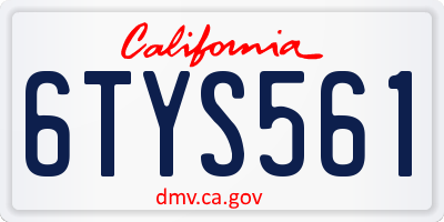 CA license plate 6TYS561