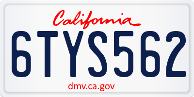 CA license plate 6TYS562