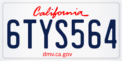 CA license plate 6TYS564