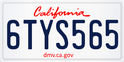 CA license plate 6TYS565