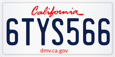 CA license plate 6TYS566