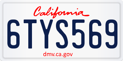 CA license plate 6TYS569