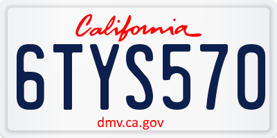 CA license plate 6TYS570