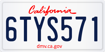CA license plate 6TYS571