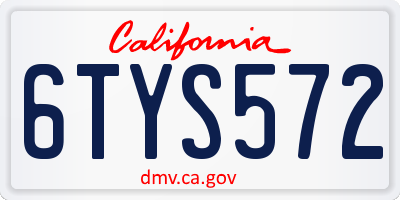 CA license plate 6TYS572
