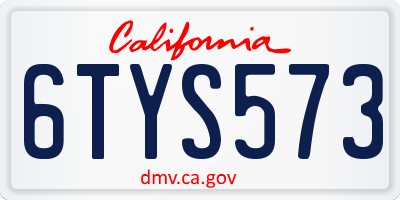 CA license plate 6TYS573