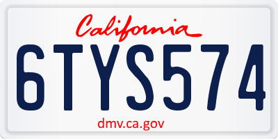 CA license plate 6TYS574