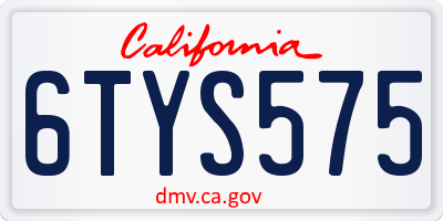 CA license plate 6TYS575