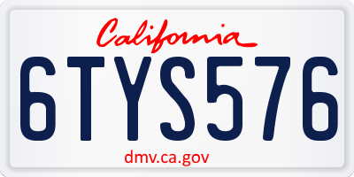 CA license plate 6TYS576