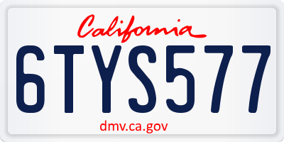 CA license plate 6TYS577