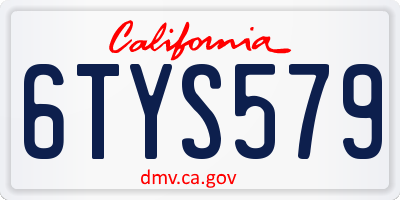 CA license plate 6TYS579