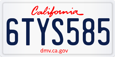 CA license plate 6TYS585