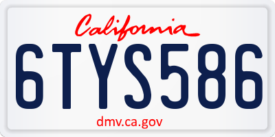 CA license plate 6TYS586