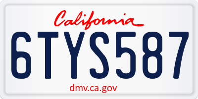 CA license plate 6TYS587